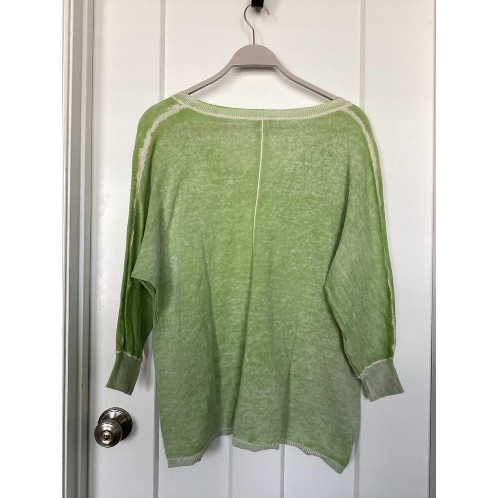 Sundance V-neck knit 3/4 sleeve‎ top green distressing color size large cotton - Picture 4 of 8
